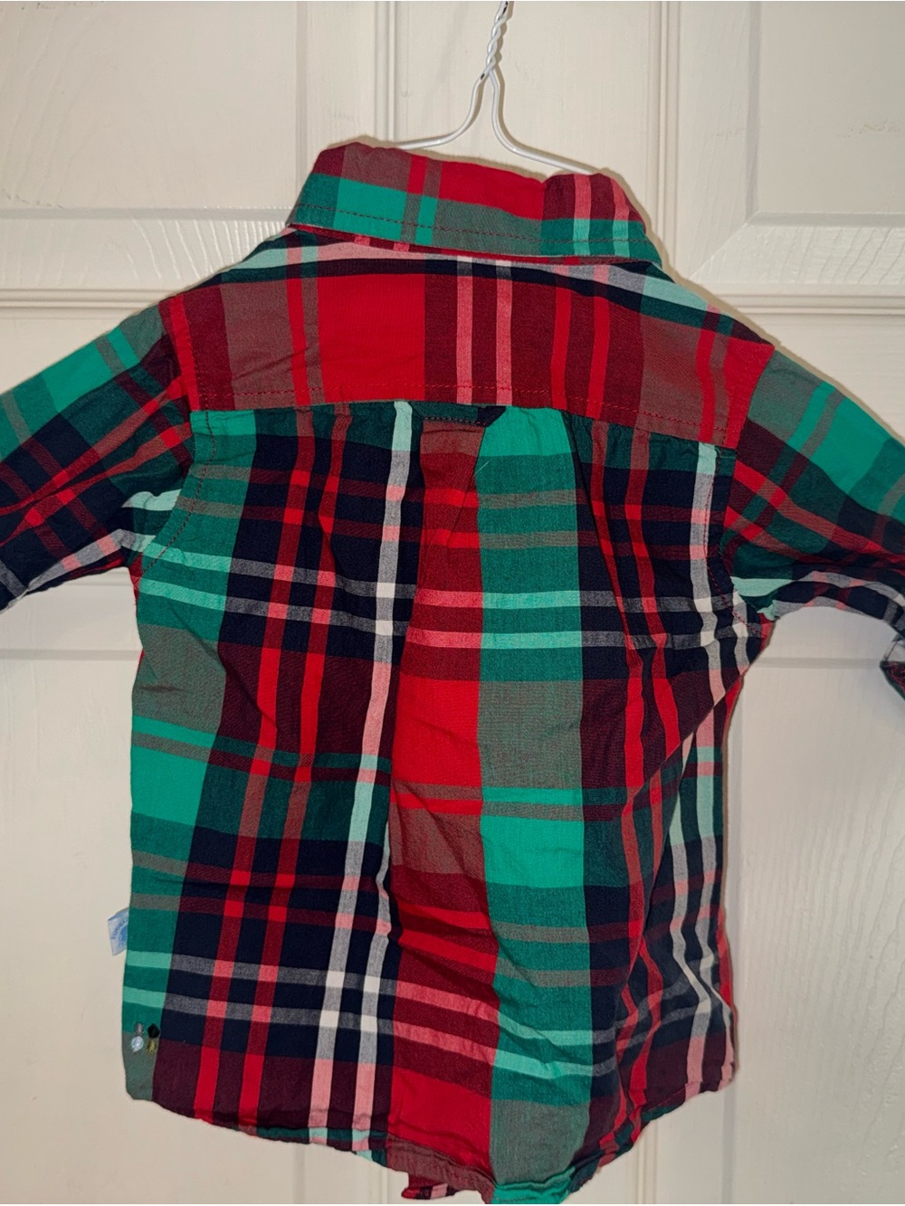 Boys Plaid Button-Down Shirt - Red & Teal